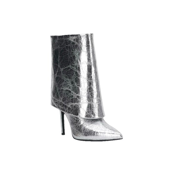 INC International Concepts Shoes - I.N.C. Women's Sabeel Stiletto Heel Cuff Mid Calf Boots Silver Size 7.5M NIB